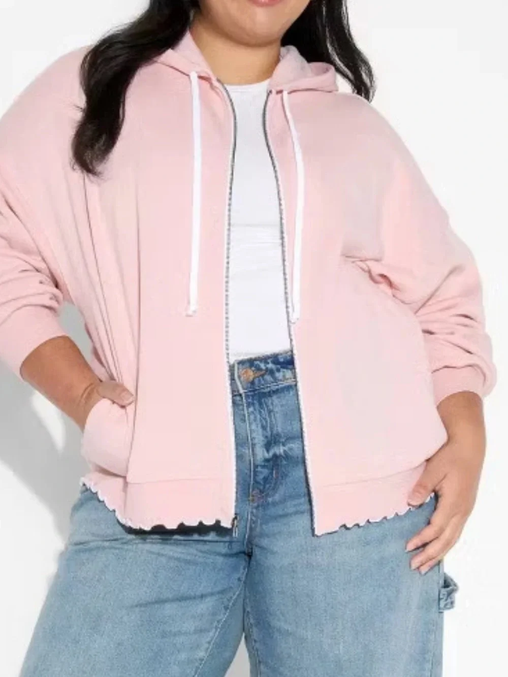 Merrow Edge Hooded Zip-Up Sweatshirt Wild Fable in Blush Women’s Size Large NWT